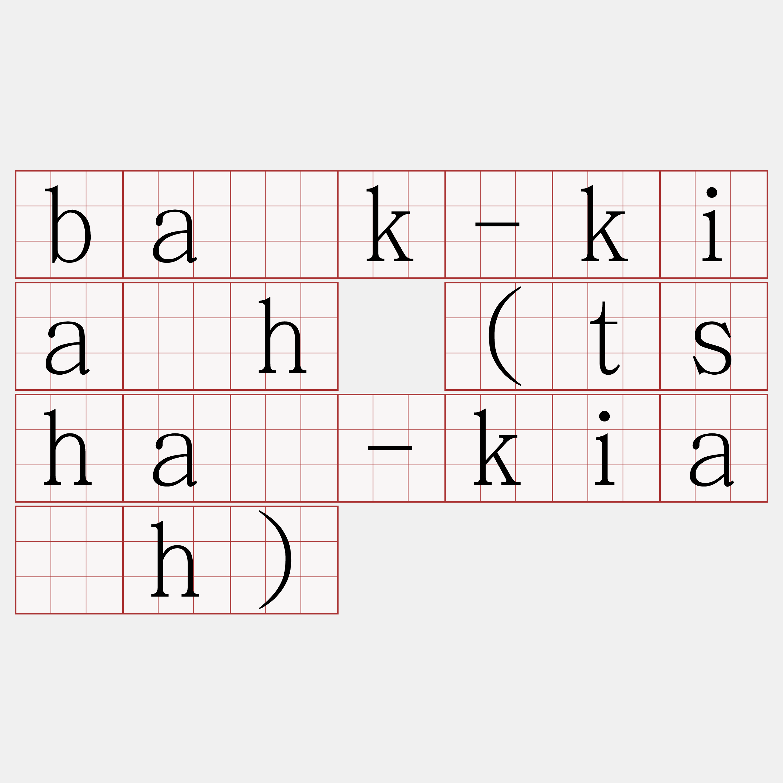 ba̍k-kia̍h (tshâ-kia̍h)